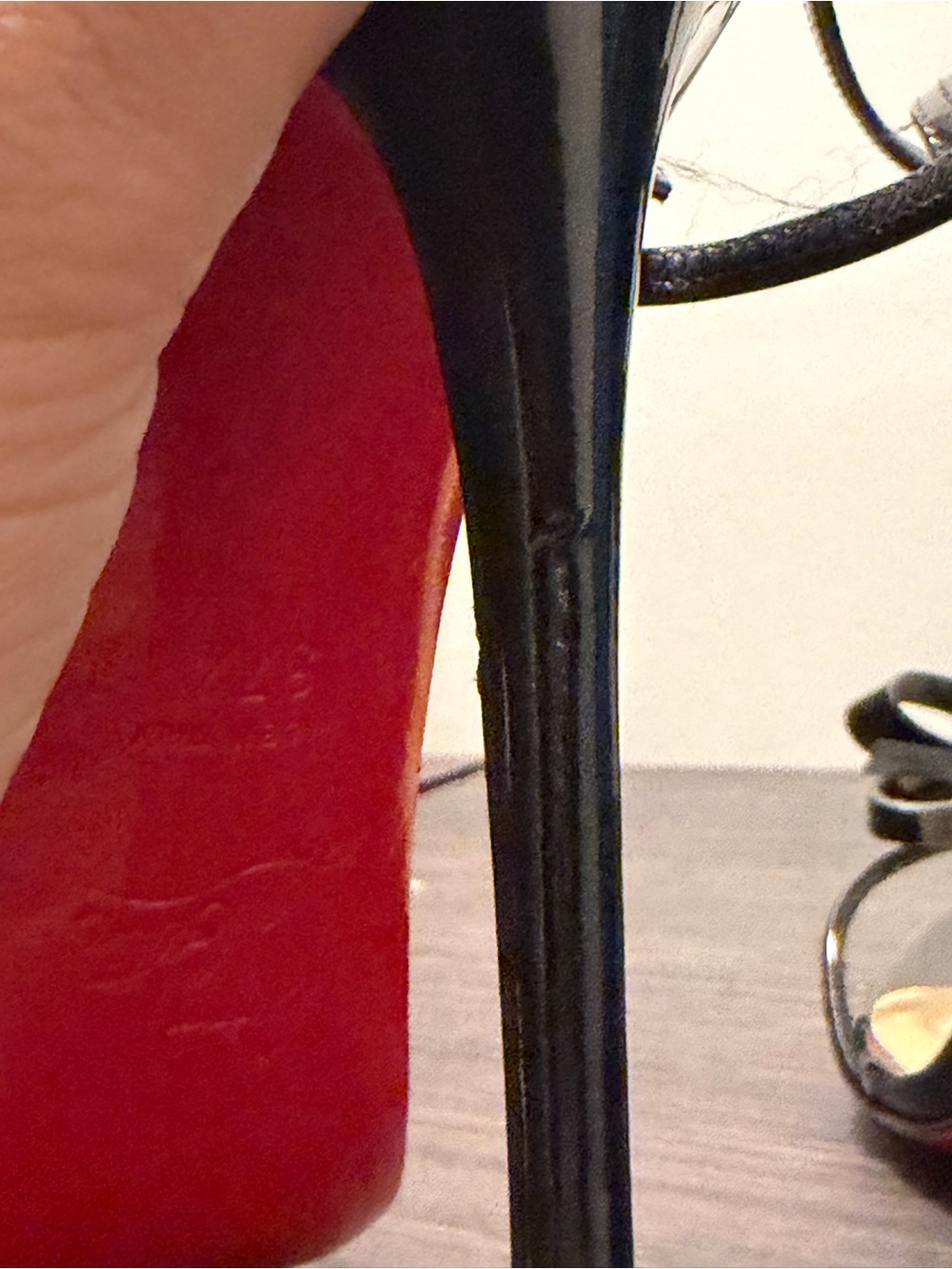 Christian Louboutin Blakissima Patent Leather Strappy ๐ & ๐ accents. - Picture 9 of 10